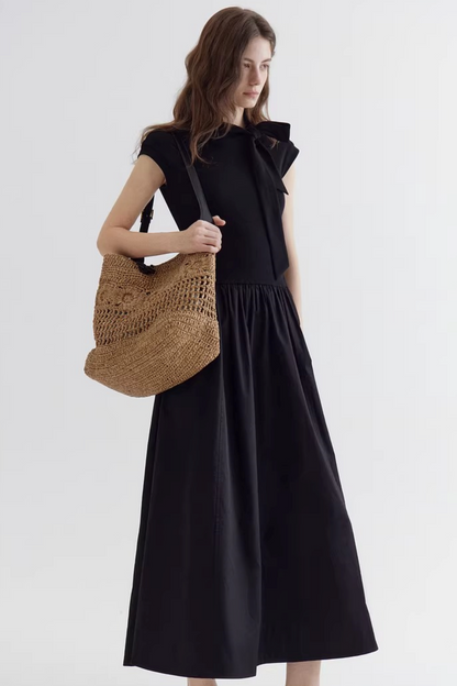 French Drapey Patchwork Dress