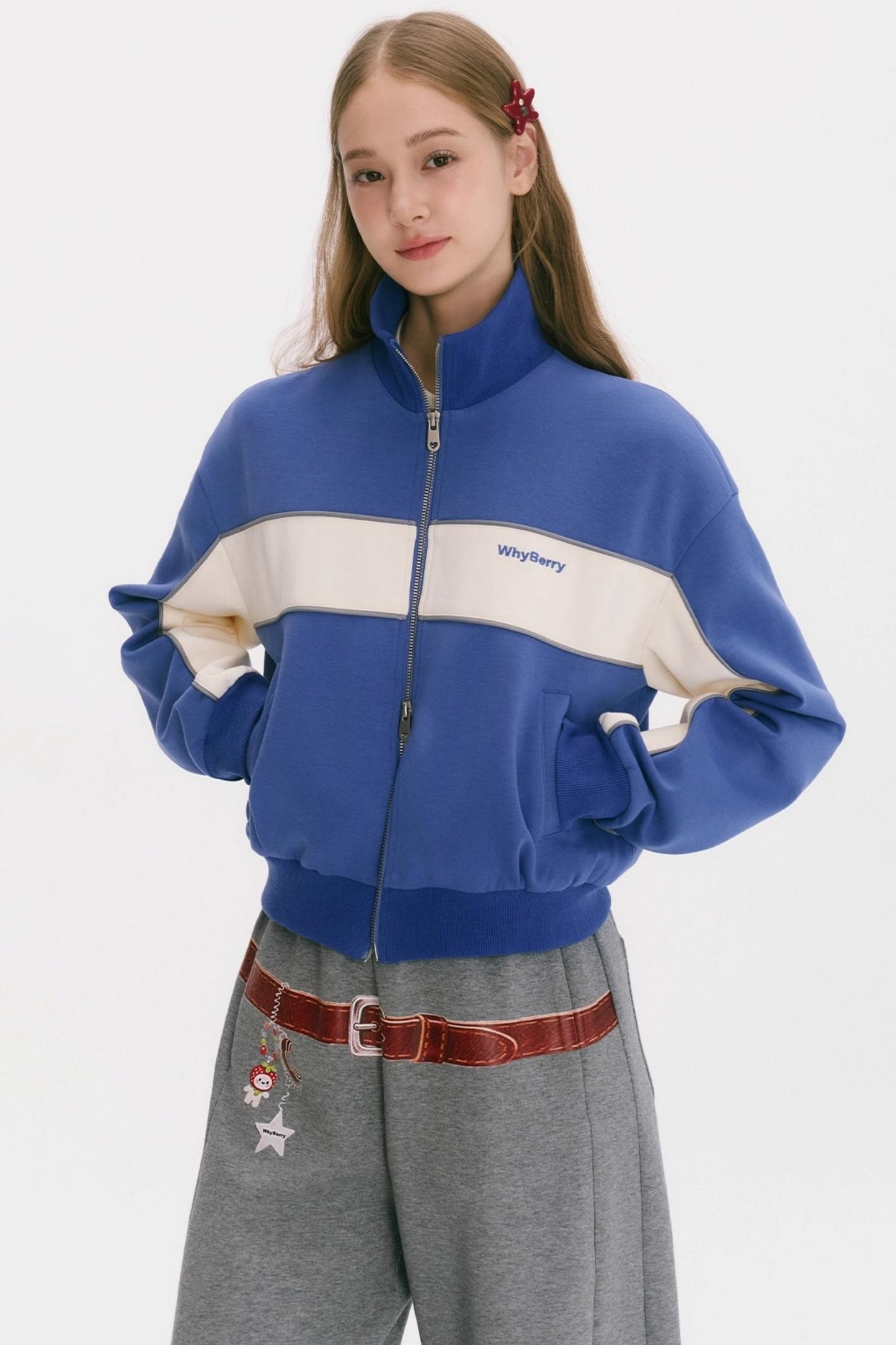 Retro Patchwork Sweatshirt Jacket