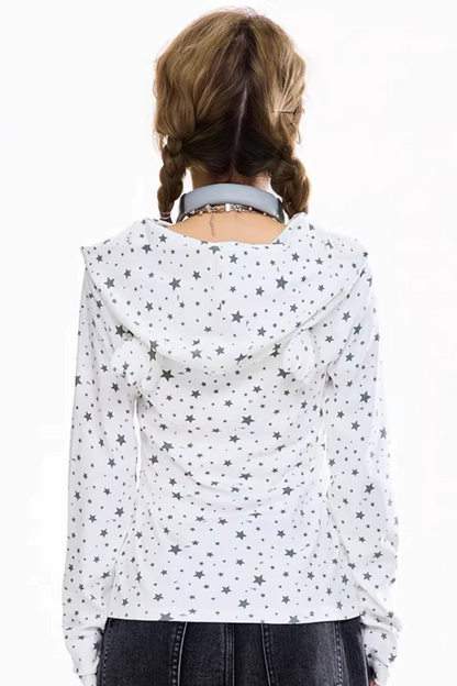 Retro Star-Printed Long-Sleeve Top