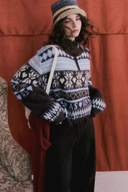 Vintage Fair Isle Tassel Sweater