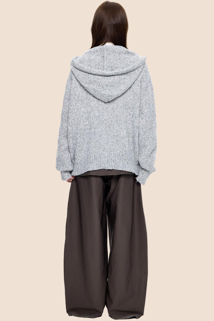 Hooded Knit Sweater Jacket