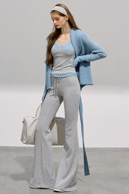 Striped Halterneck Knit Top Set-Up