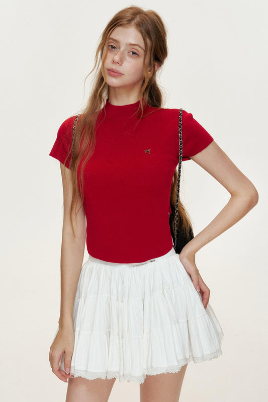 Slim-Fit Knitted Short-Sleeved T-Shirt