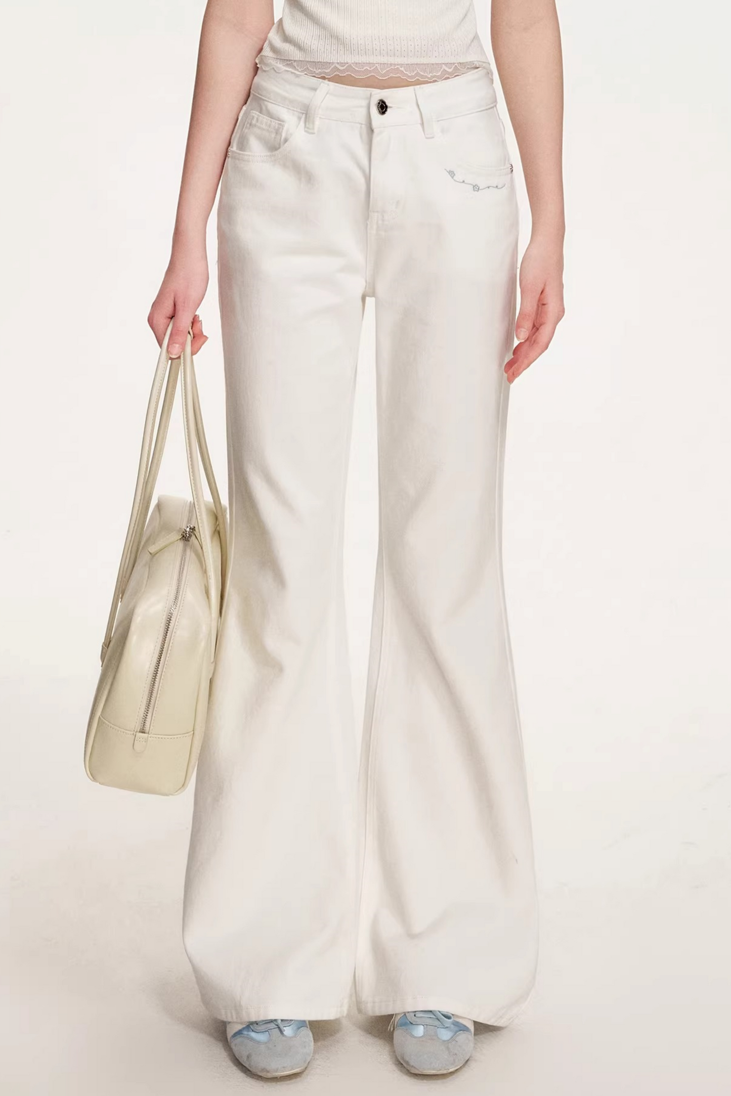 Romantic French Flared Denim Pants