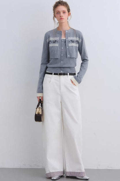 Gray Wool Cardigan Set