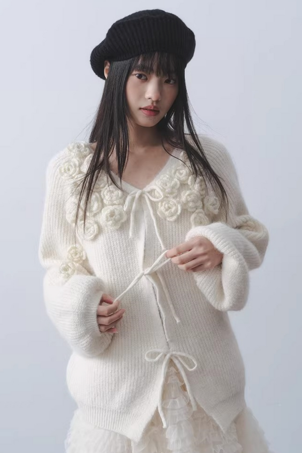 Milky White Floral Cardigan