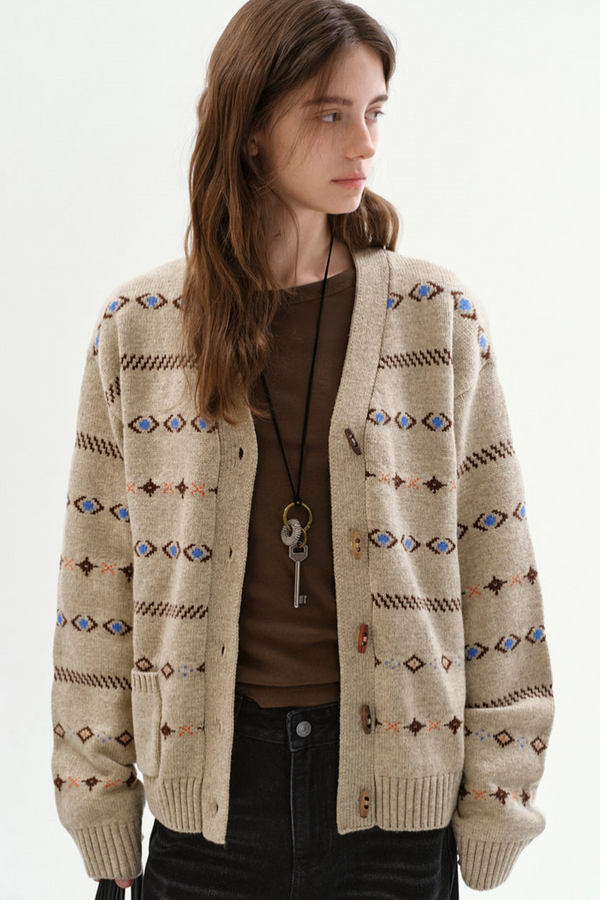 Fano Wool Geometric Cardigan