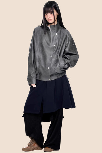 Retro Distressed Motorcycle Jacket