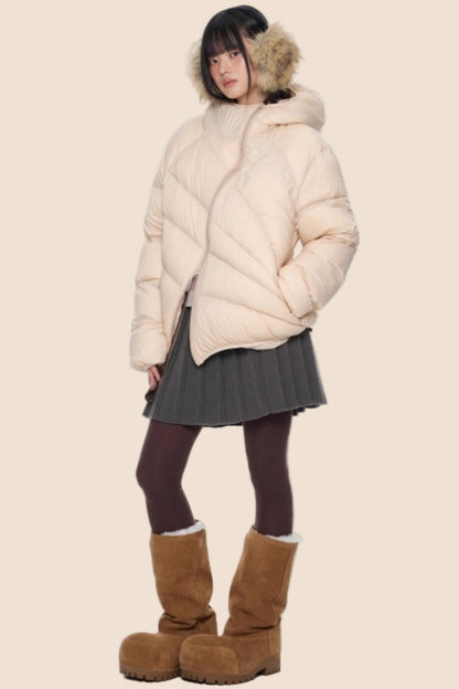 Deconstructed Hooded Down Jacket