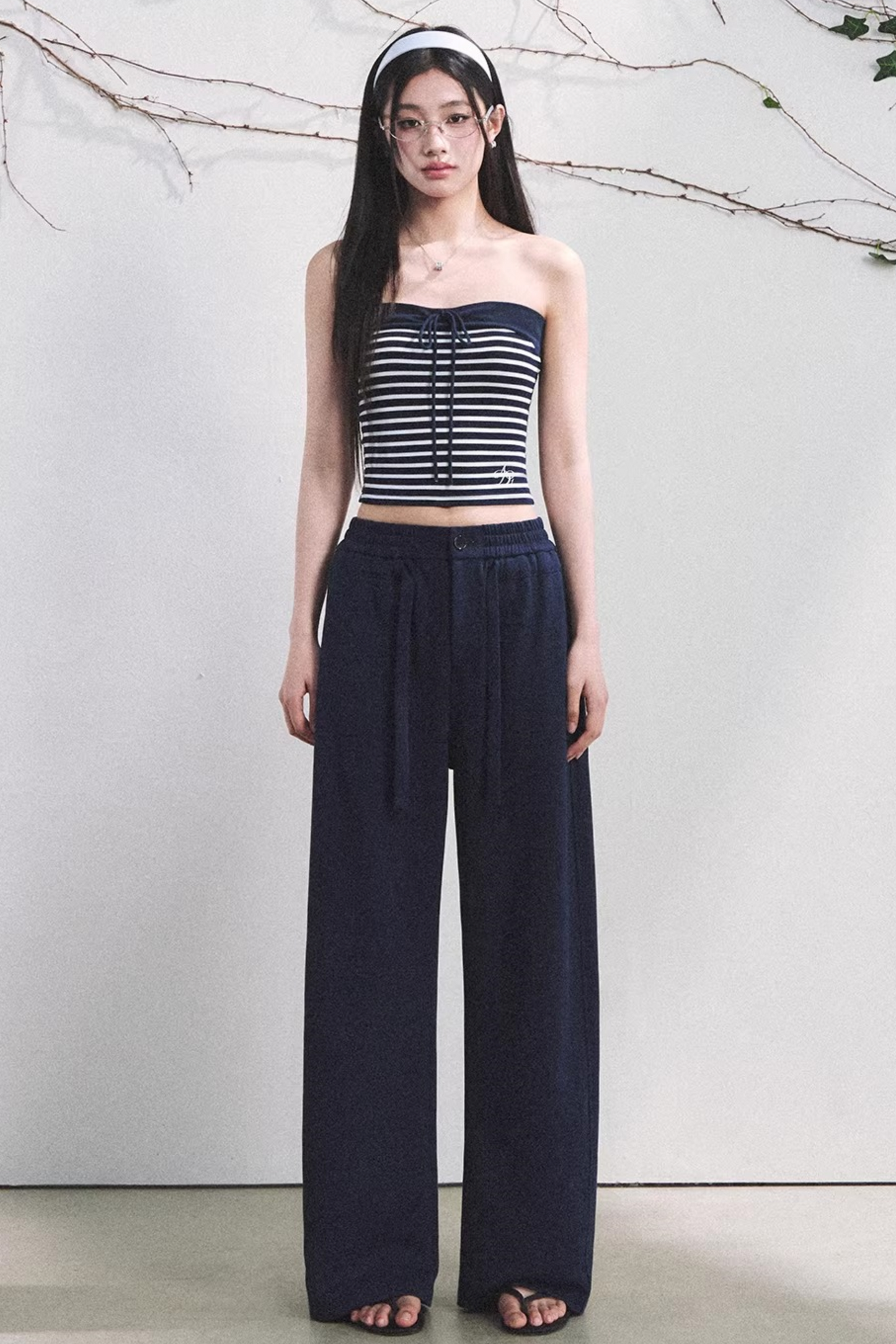 Color-Block Striped Tube Top Set-Up
