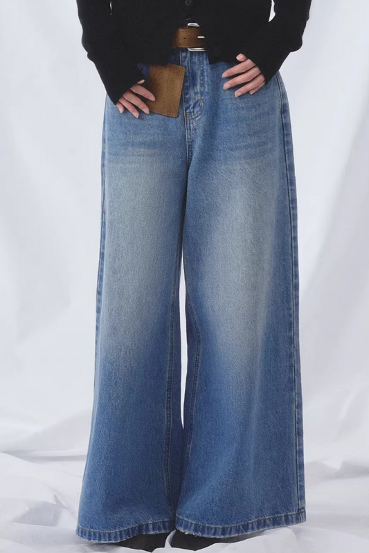 Basic Blue Wide-Leg Jeans