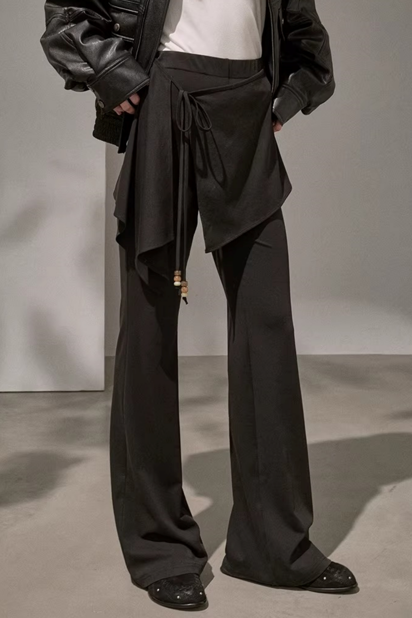 Patchwork Fleece-Lined Flared Pants