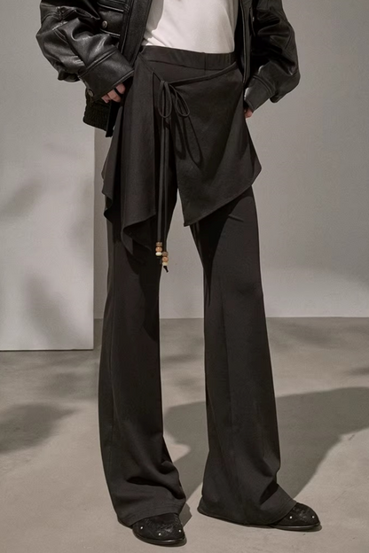 Patchwork Fleece-Lined Flared Pants