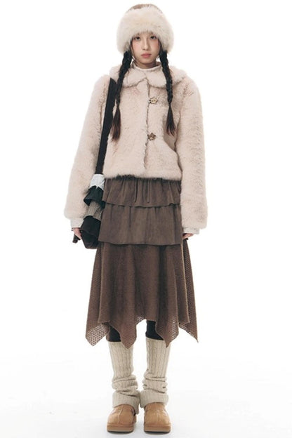 Faux Fur Doll Collar Jacket