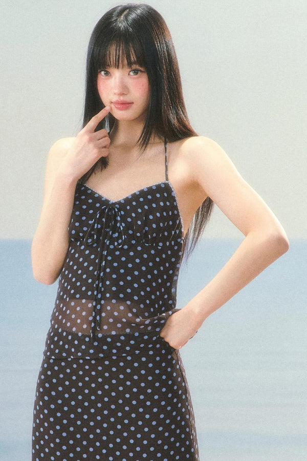 Retro Contrast Polka Dot Camisole Set-Up
