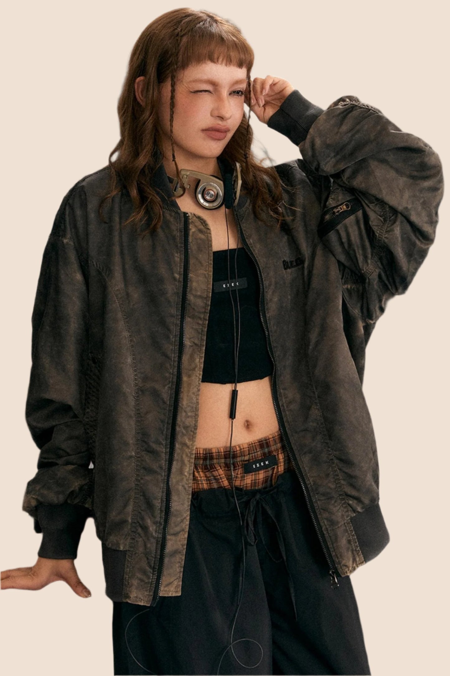 EZEK Original Wasteland American Flight Suit Washed Distressed Jacket Women's Pre-Fall New Loose Baseball Uniform