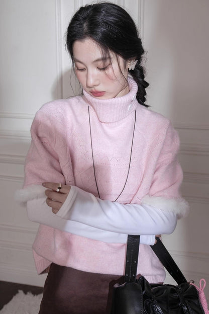 Ancient Drama Velvet Bat Sleeve Knitted Sweater Set