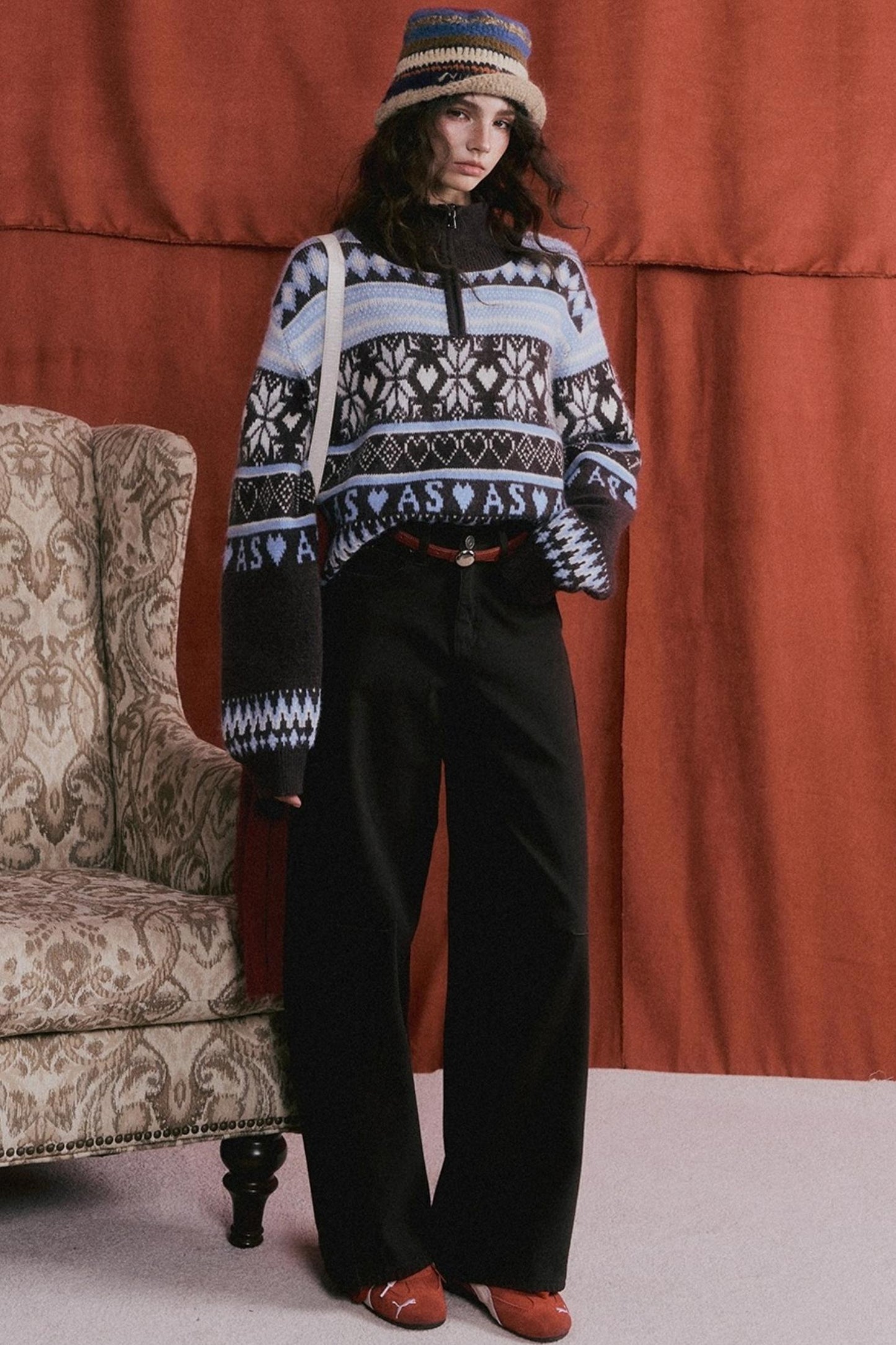 Fair Isle Knit Cardigan Set-Up