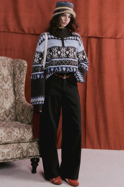 Fair Isle Knit Cardigan Set-Up