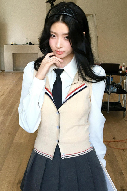 Finnish College Knitted Cardigan Set-Up