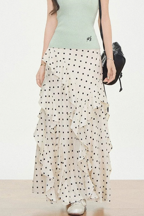 Knit Polka-Dot Top & Skirt Set-Up