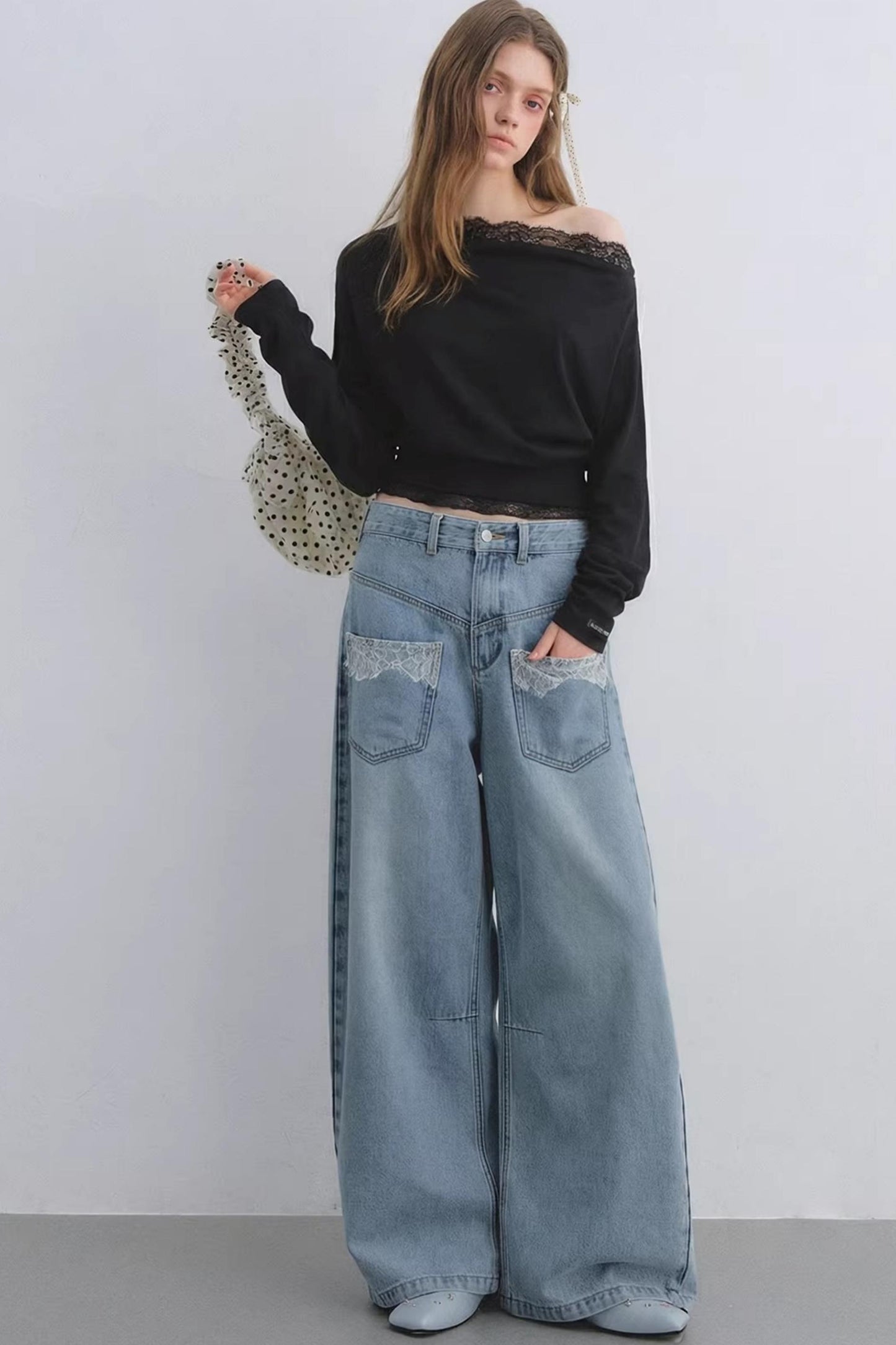 Lace Patchwork Turtleneck Top
