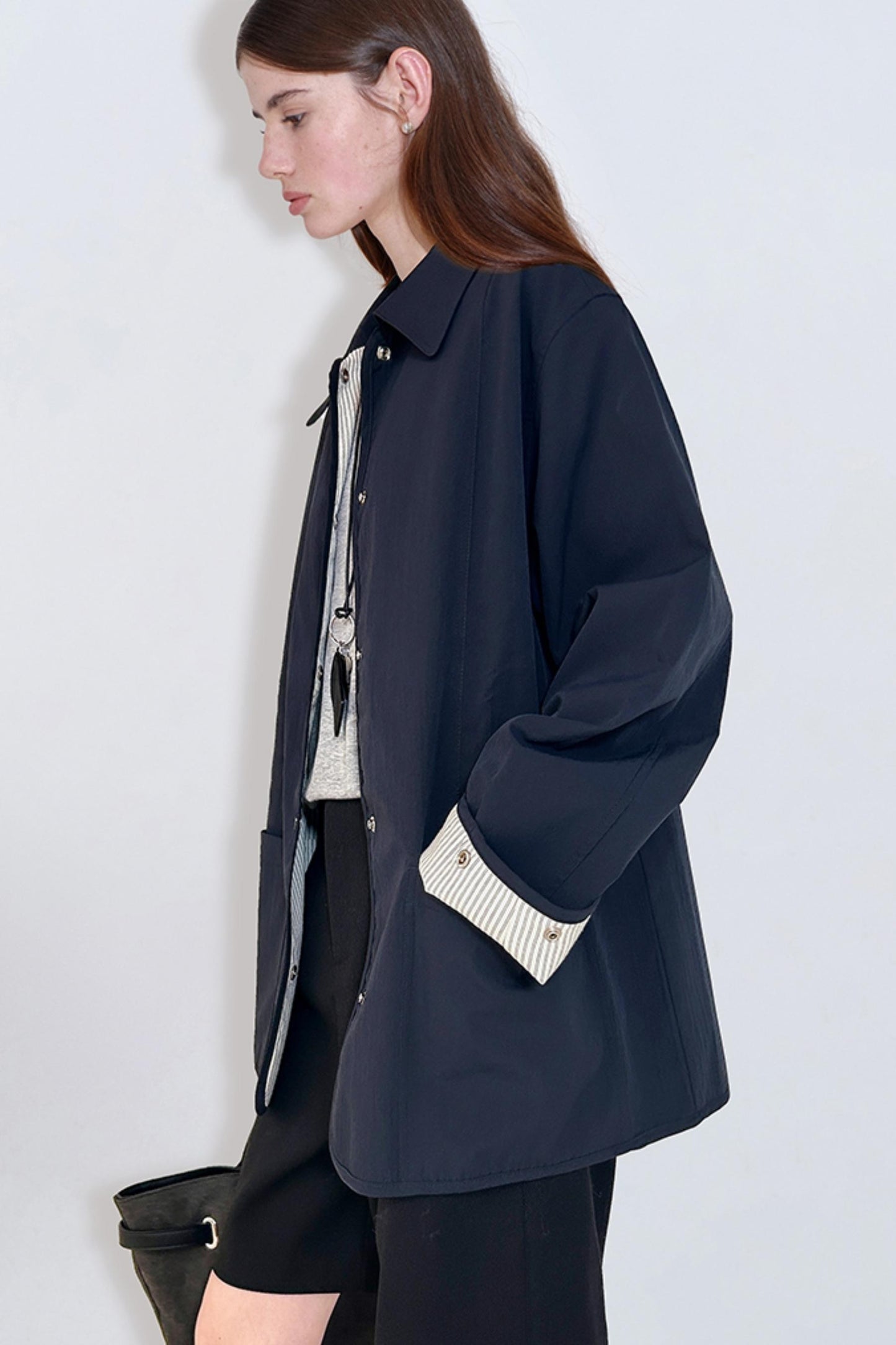 Casual Stripe Doubleside Trench Coat