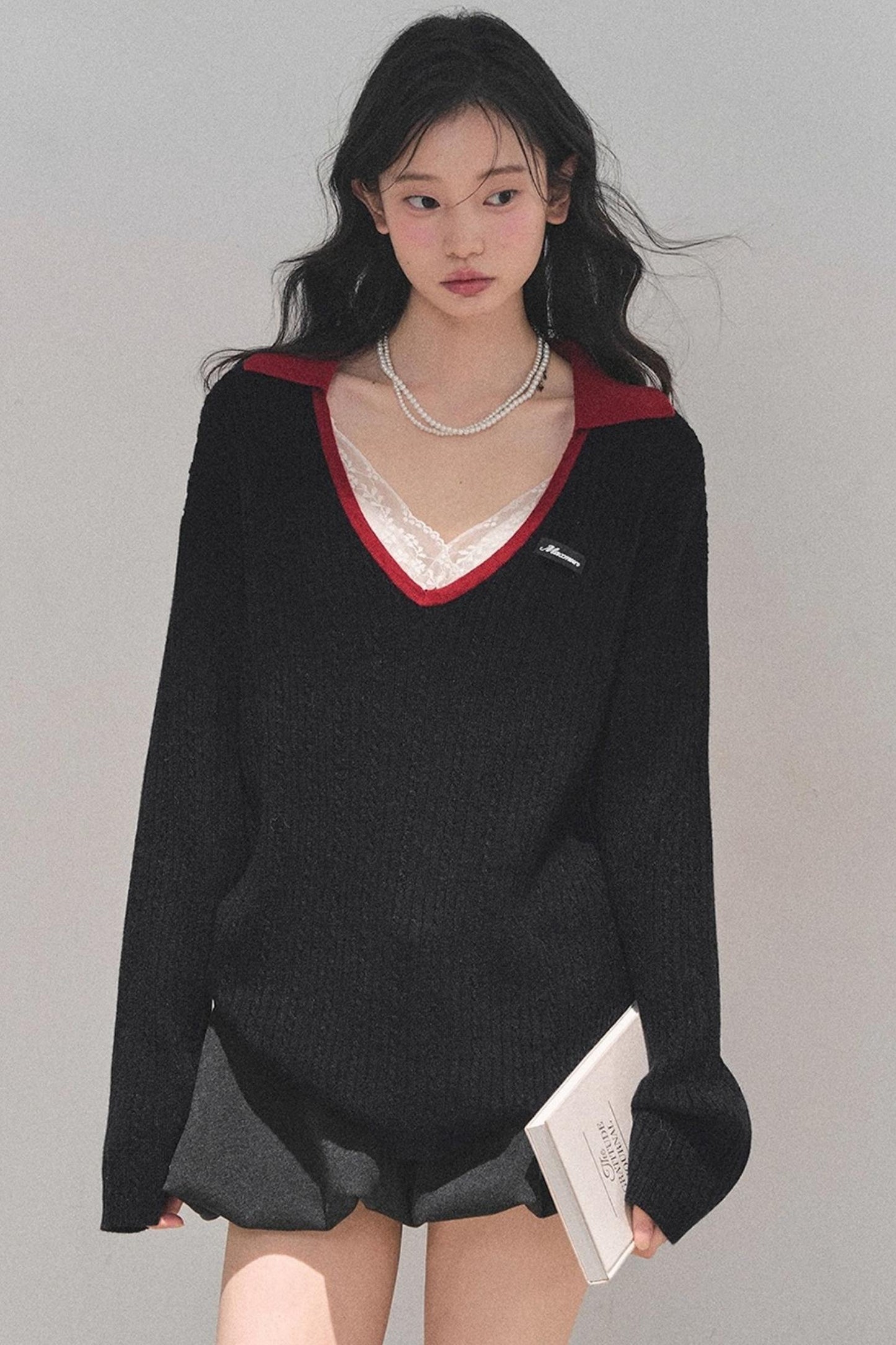 American College Wool V-Neck Sweater