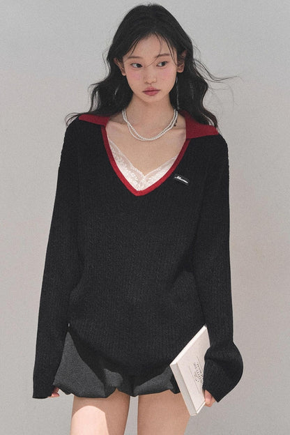 American College Wool V-Neck Sweater