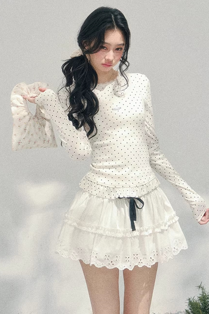 Polka Dot Two-Piece Blouse