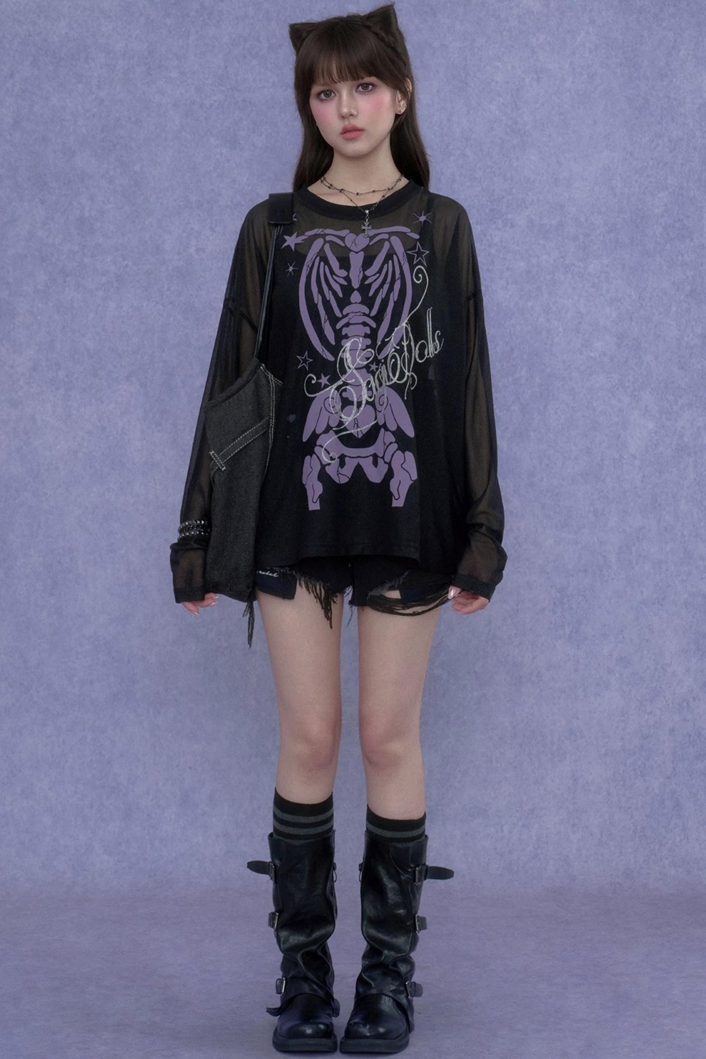 Black & Purple Mesh Cover-Up Set-Up