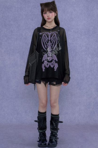 Black & Purple Mesh Cover-Up Set-Up