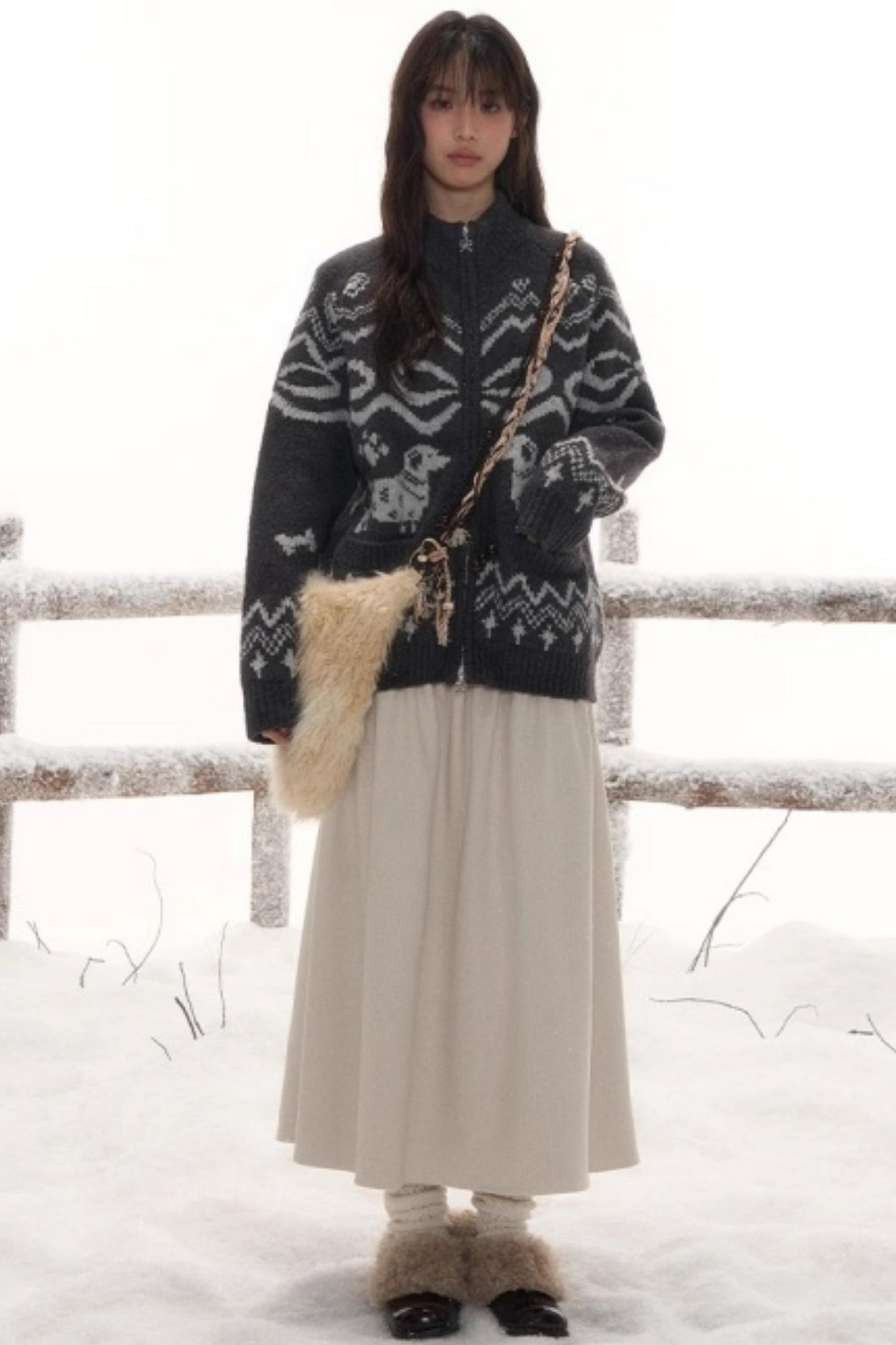 Light Bow-Knot Knit Cardigan Set-Up