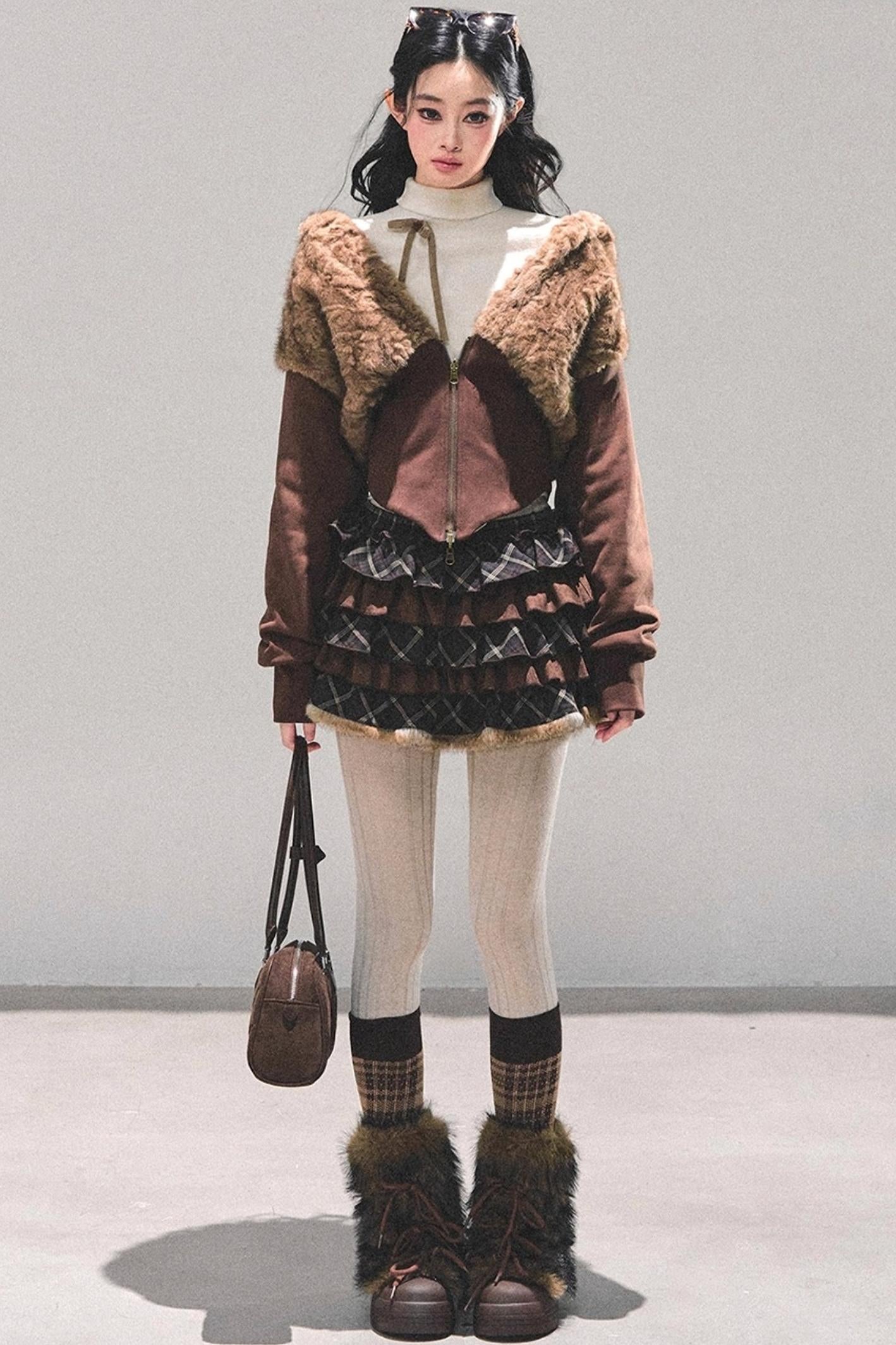 Sleeping with Snow Lamb Wool Coat