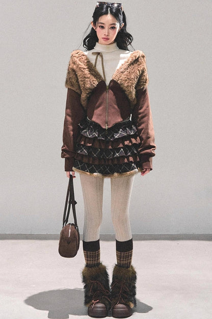 Sleeping with Snow Lamb Wool Coat