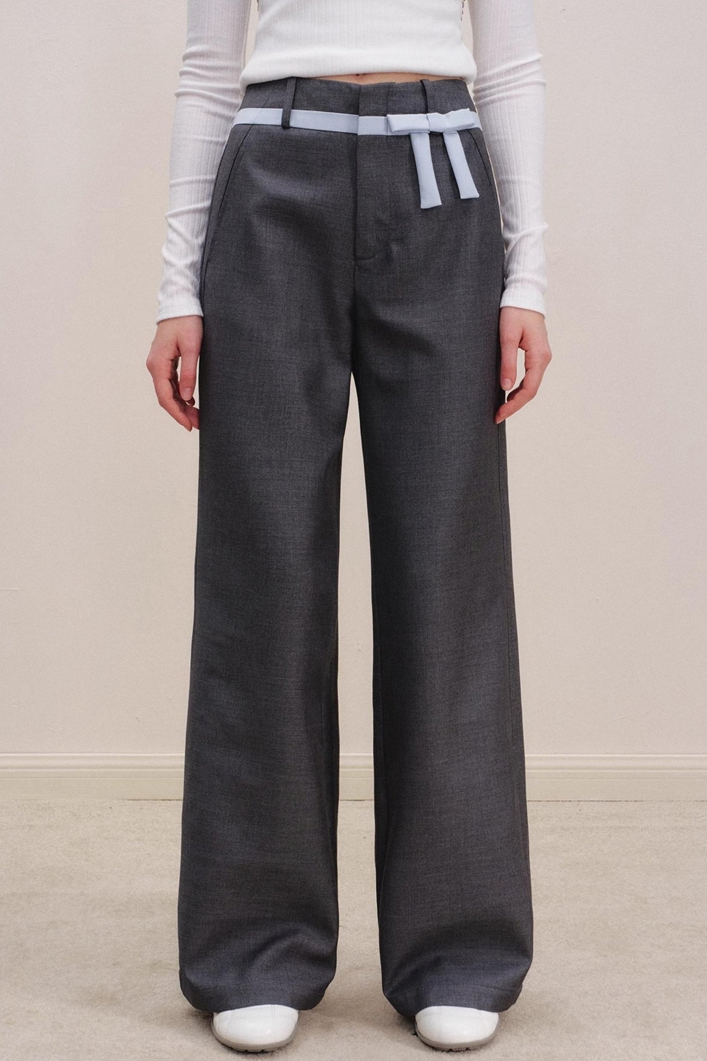 Color-Blocked High-Waisted Wide Leg Pants