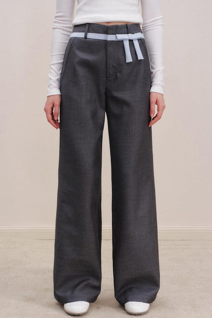 Color-Blocked High-Waisted Wide Leg Pants