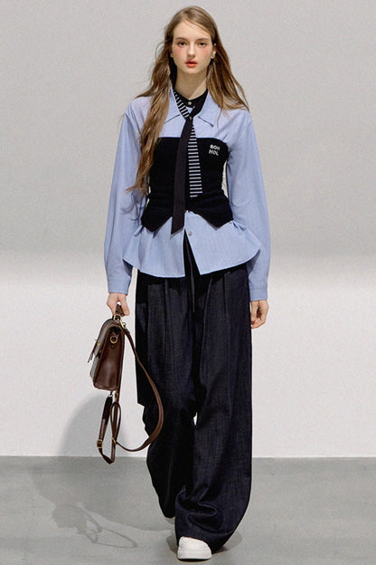 Cool Commuter Denim Wide-Leg Pants