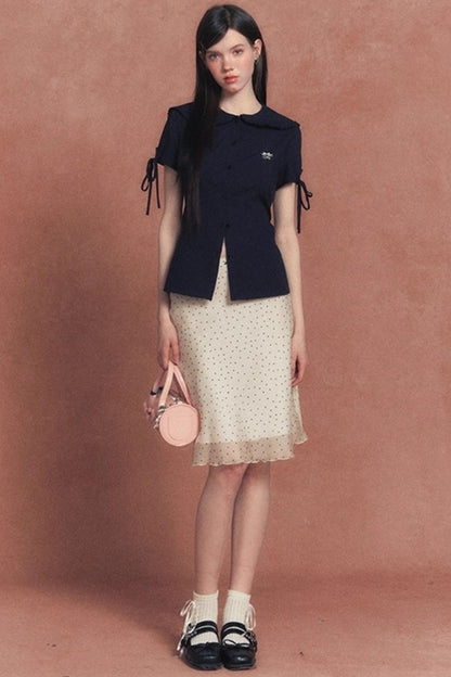 French Polka Dot A-Line Chiffon Skirt