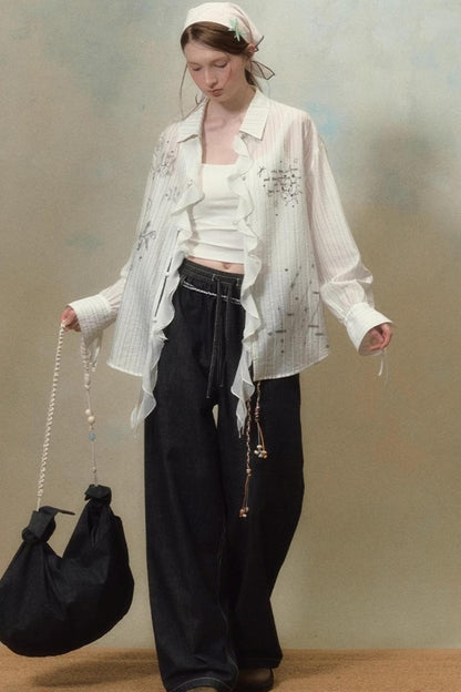 Elastic Wide Leg Jeans