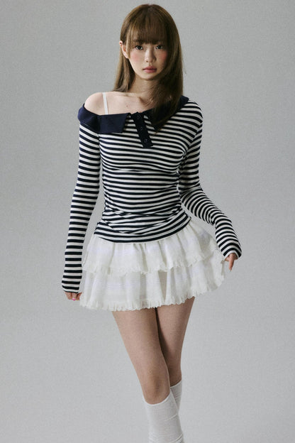 Off-Shoulder Wool Blend Top