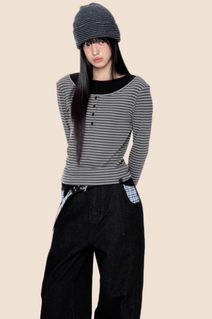 Striped Patchwork Knitted Top