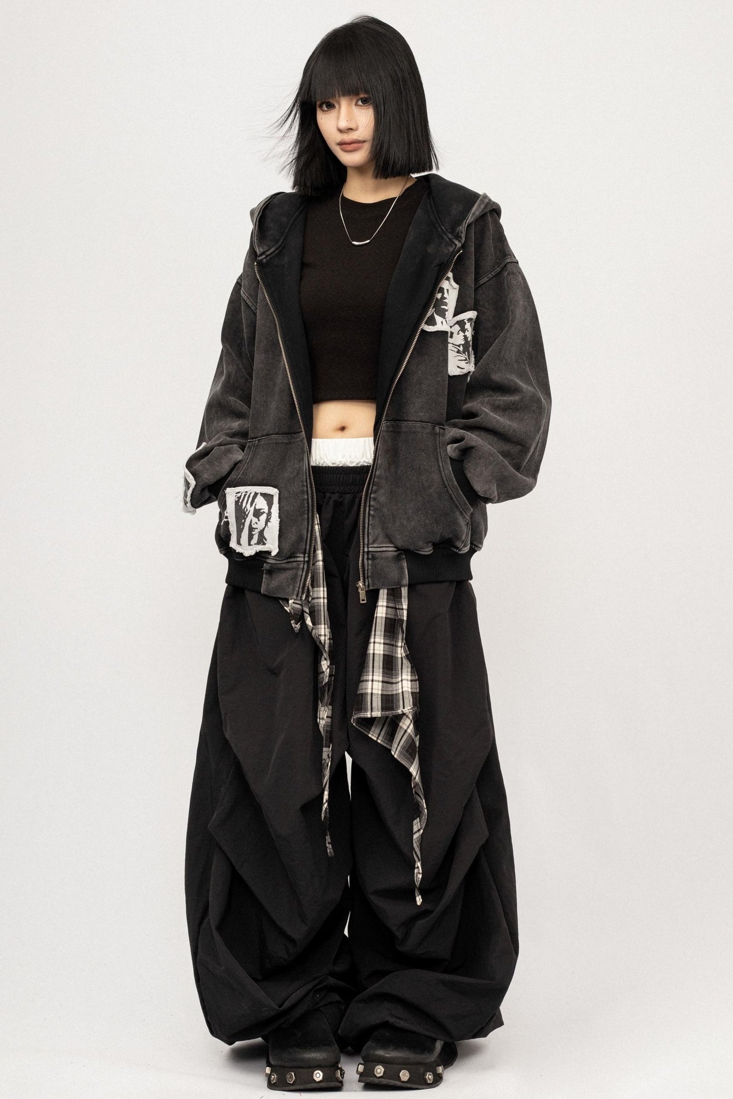 Loose Hooded Sweatshirt Jacket