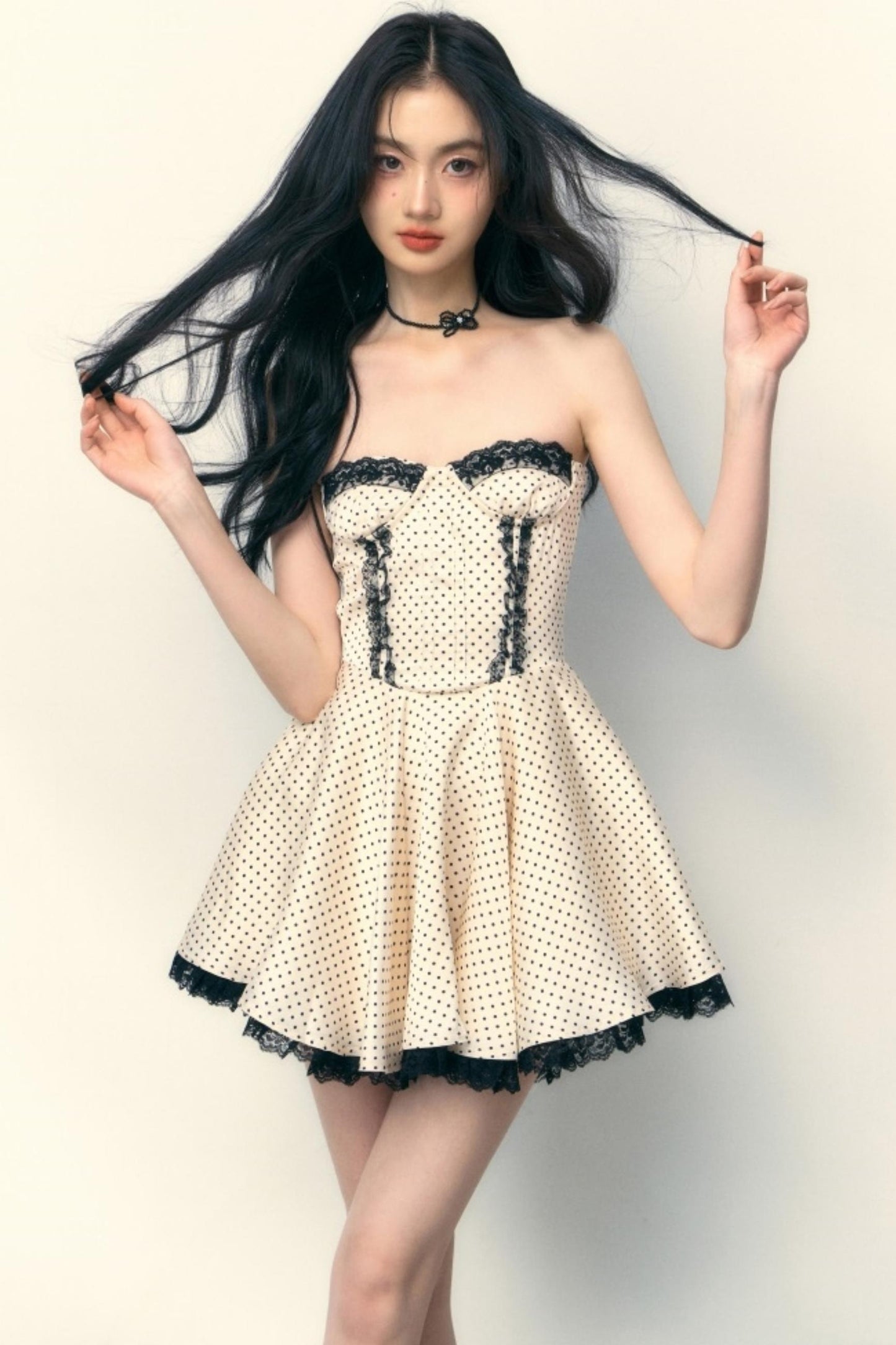 Polka Dot Lace Puff Dress