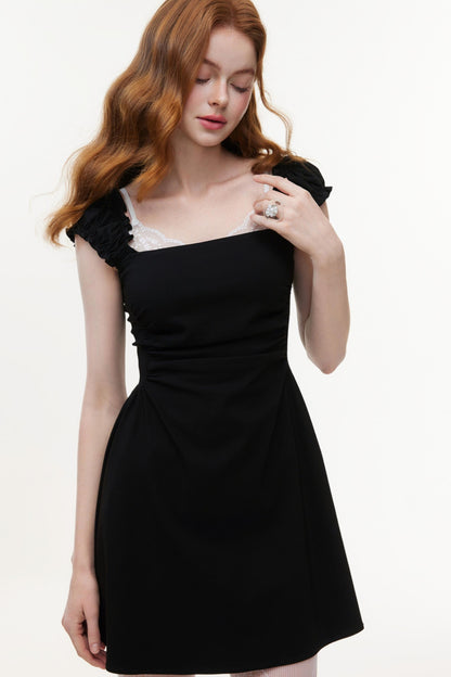 Bold Square Collar Strapless Dress
