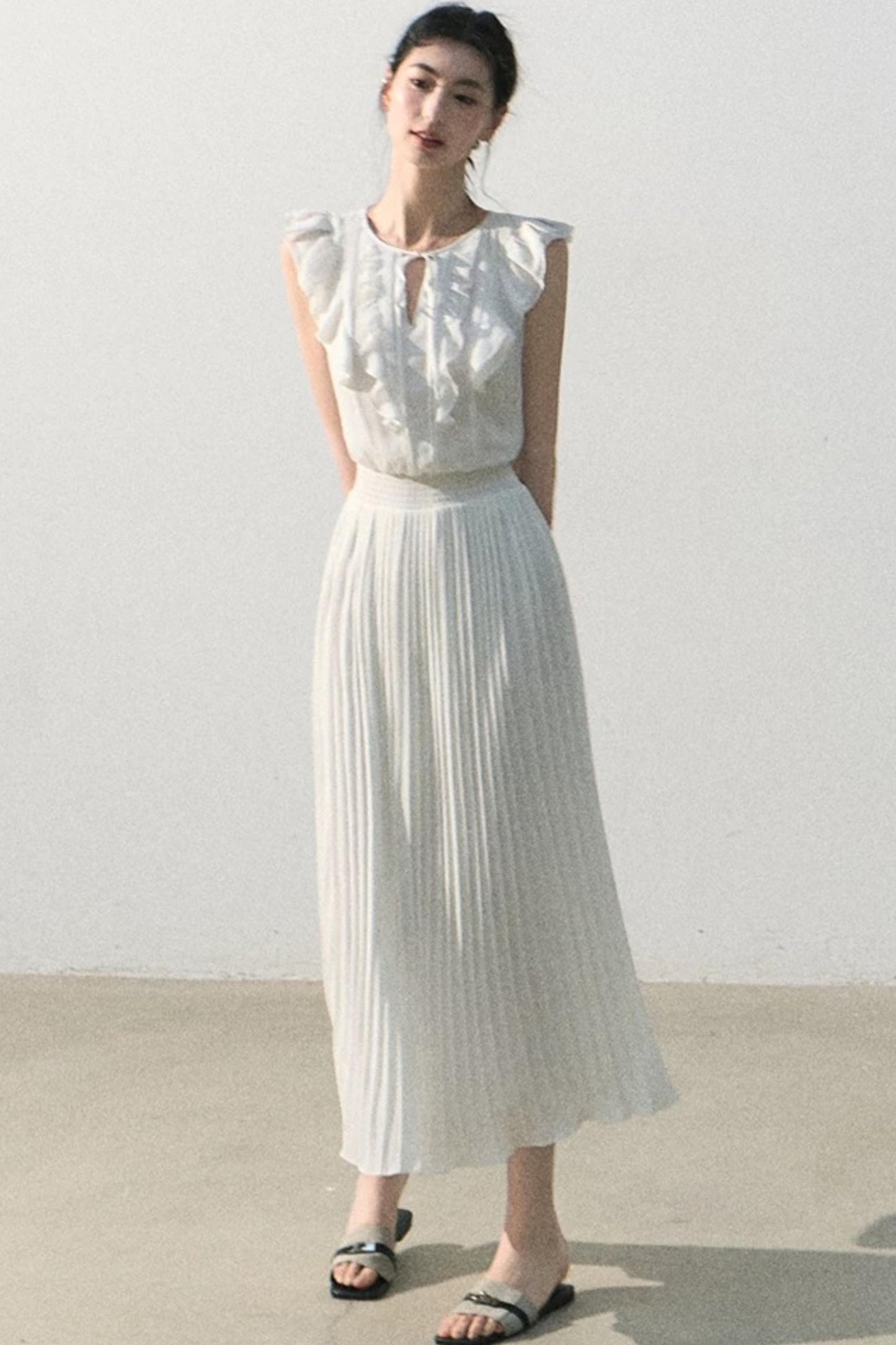 Pure White Chiffon Dress
