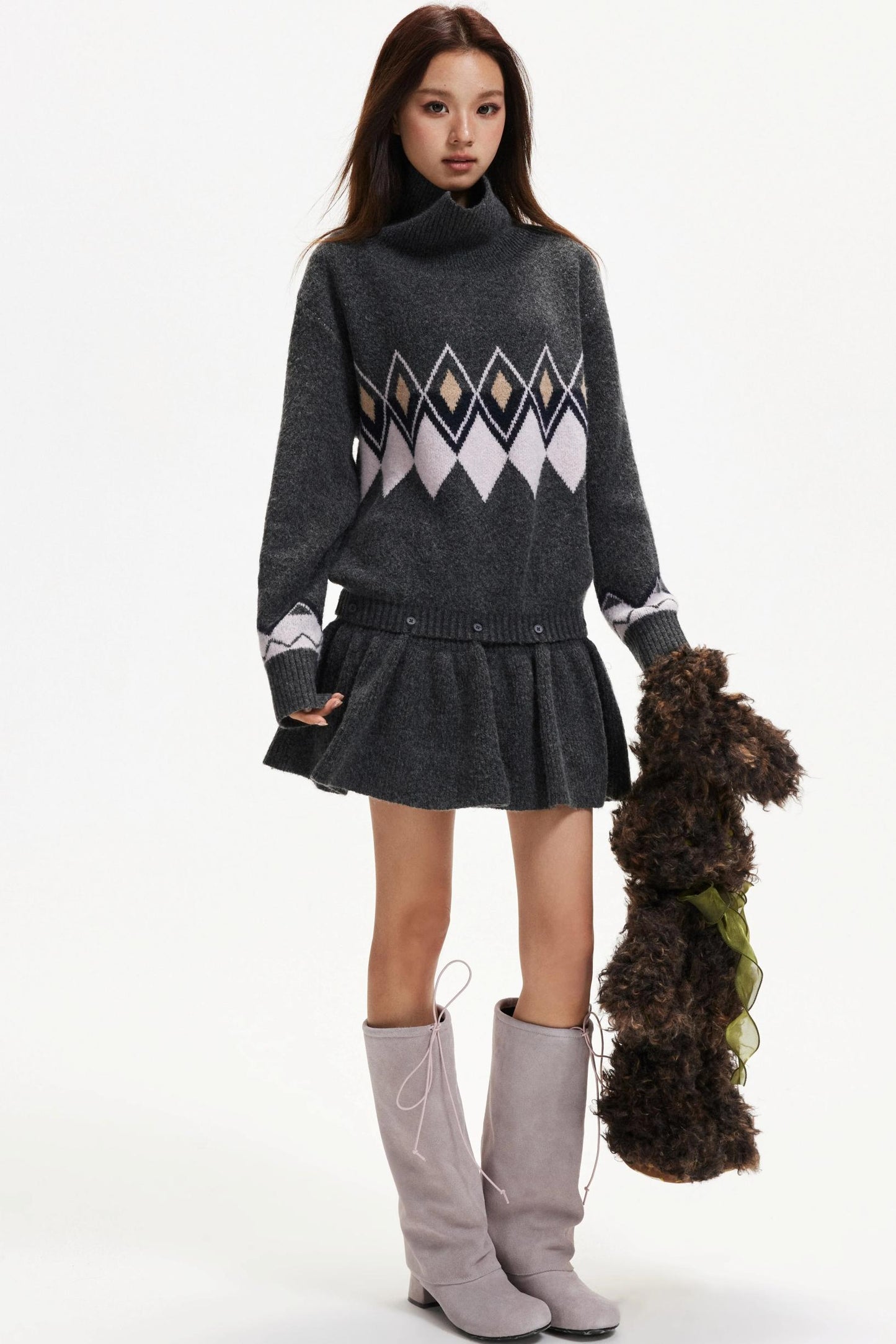 Color-Blocked Diamond Dress