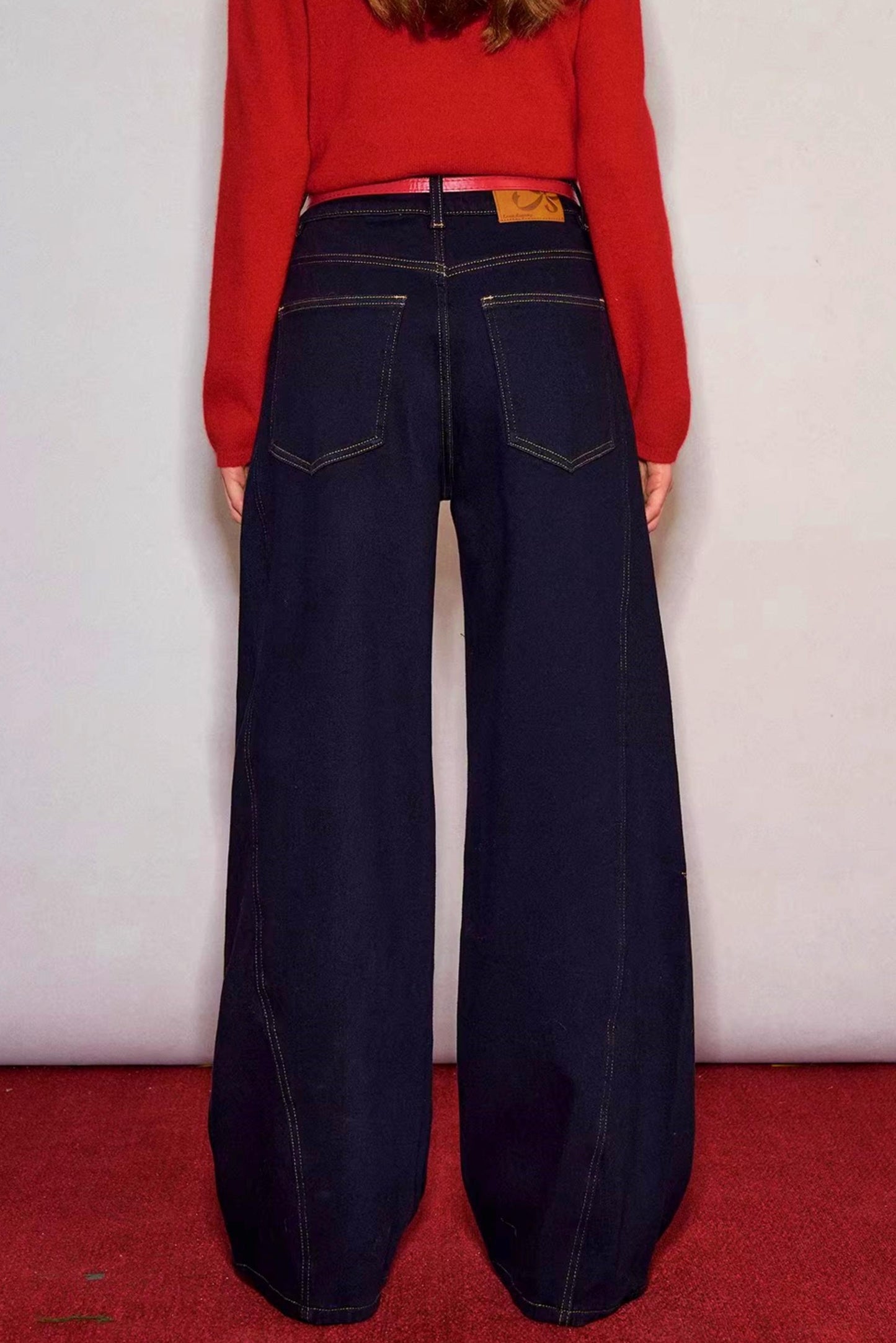 Raw Leather Trim Jeans