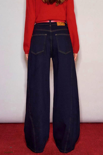 Raw Leather Trim Jeans