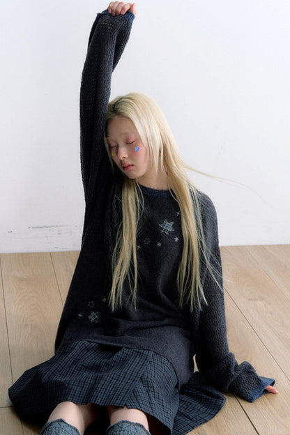 Embroidered Star Knit Sweater